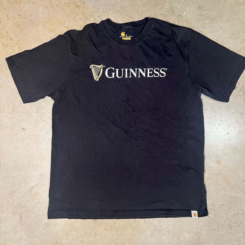 Carhartt Guinness Shamrock Graphic T Shirt Black Beer Logo Adult M Cotton Tee